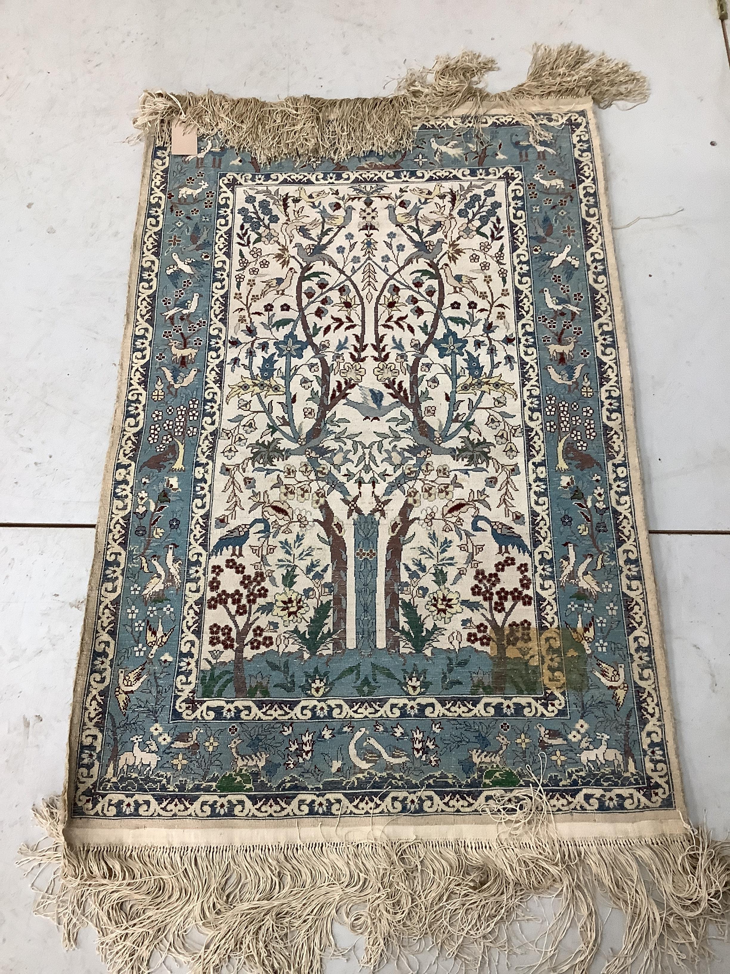 A small part silk mat, 96 x 62cm